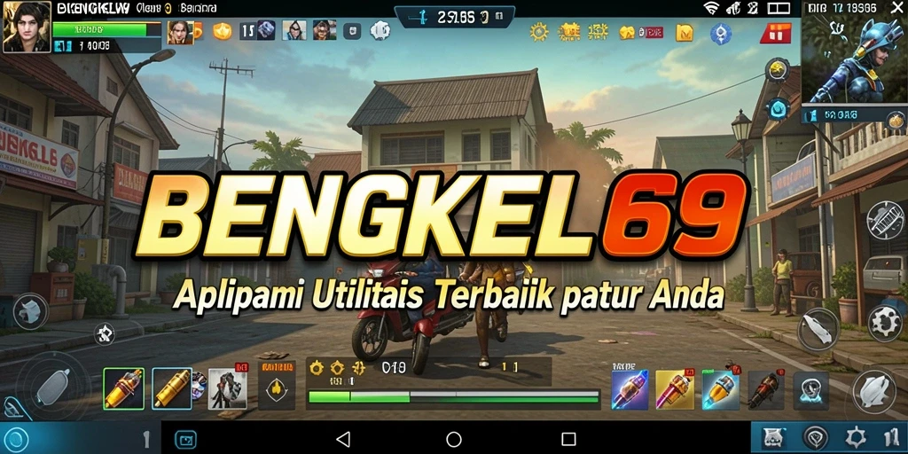 Tampilan aplikasi BENGKEL69 dengan berbagai fitur utilitas.