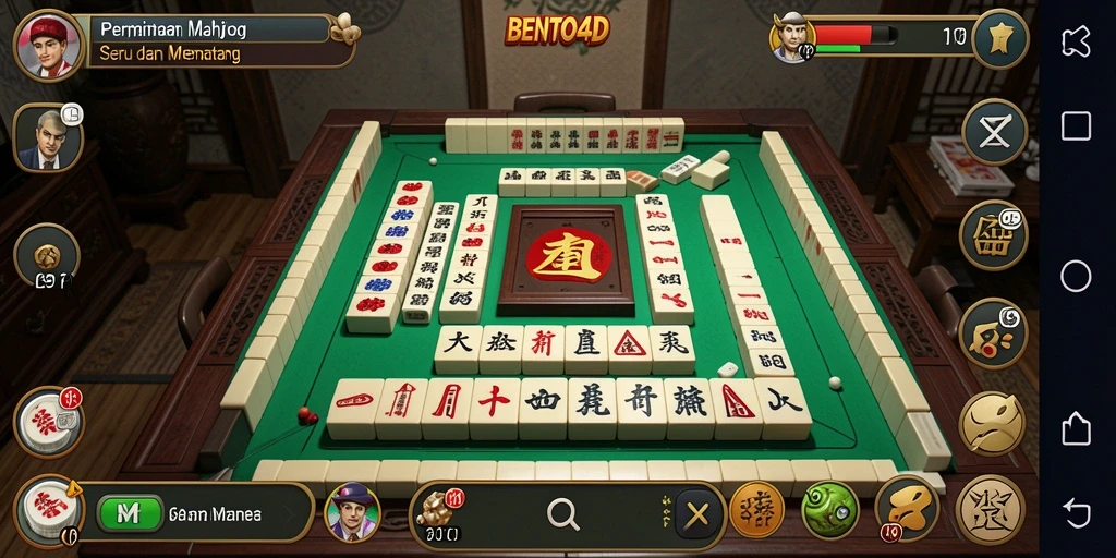 Tampilan gameplay BENTO4D yang menawan dalam permainan Mahjong.