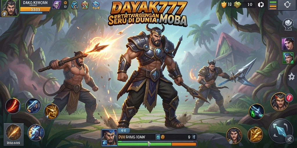 Screenshot gameplay DAYAK777 dengan aksi pertarungan MOBA yang seru.