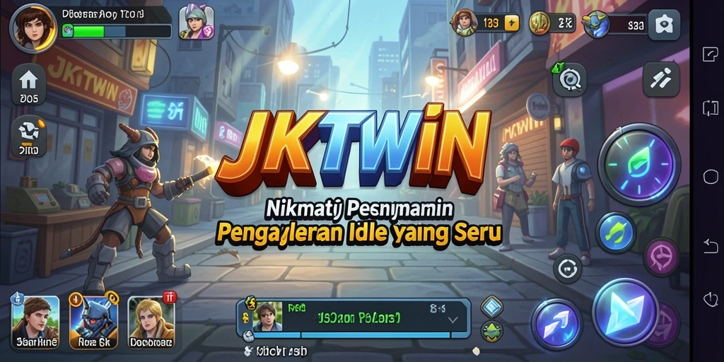 Tangkapan layar utama JKTWIN menampilkan gameplay menarik dengan karakter yang sedang beraksi.