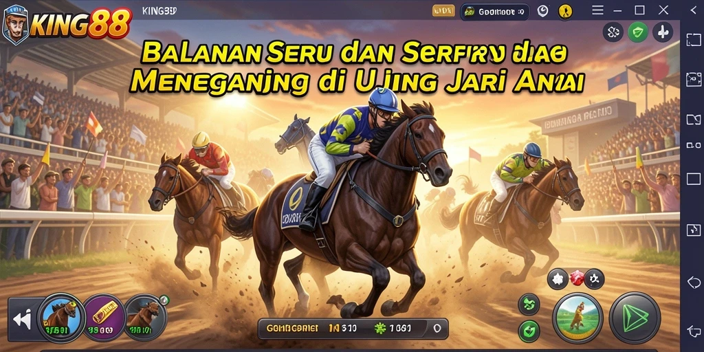 Tampilan gameplay seru dari KING88 saat balapan di trek cepat.