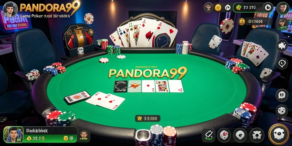 Screenshot tampilan gameplay poker di PANDORA99 yang mendebarkan.