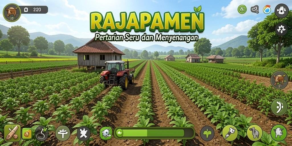 Tampilan gameplay menarik dari RAJAPAMEN saat berkebun.