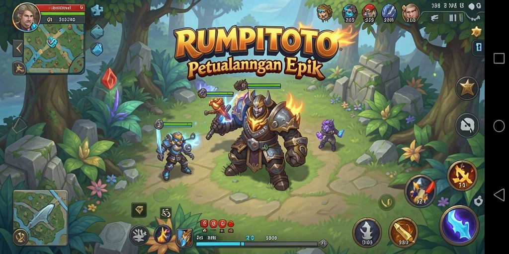 Screenshot RUMPITOTO menampilkan aksi seru dalam pertempuran RPG.