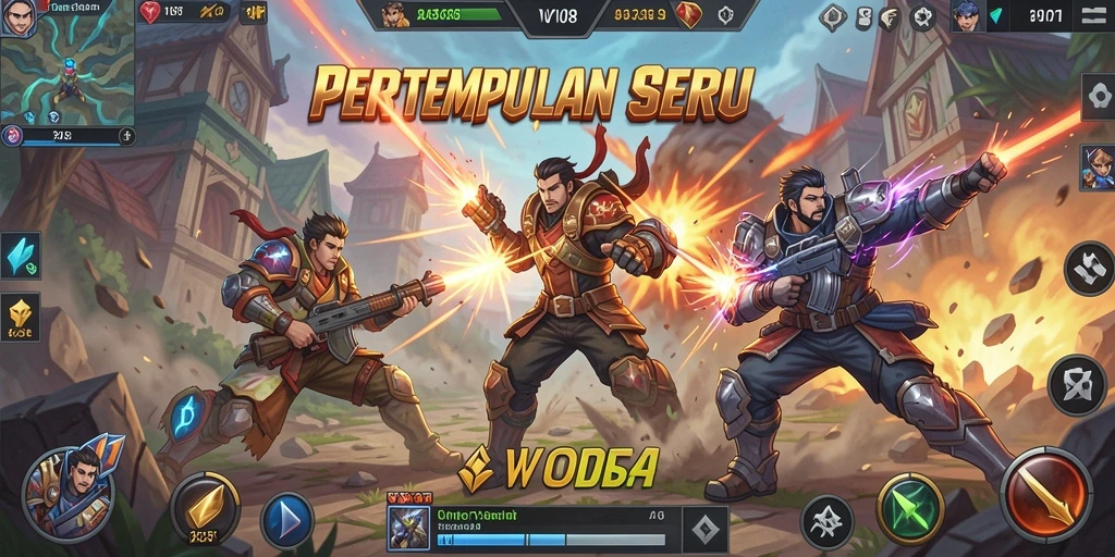 Screenshot gameplay VW108 yang mendebarkan di arena pertarungan.