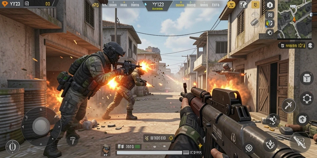 Tampilan gameplay YY123 menampilkan aksi menegangkan dan strategi tim.
